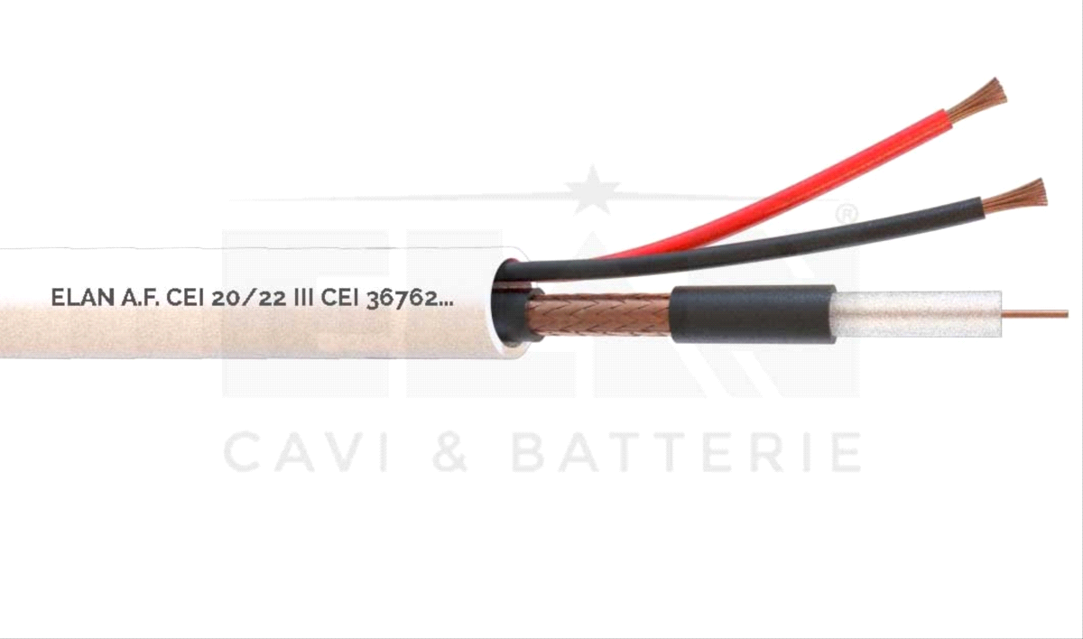 CAVO COASSIALE COMPOSTO TVCC RG59 B/U+2X0,75 Ø 10,4 MATASSA 100 MT