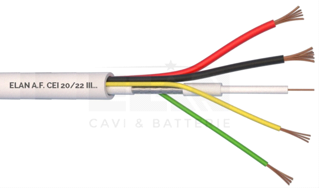 CAVO COASSIALE COMPOSTO TVCC MCX 75 OHM + 2X0,50 + 2X0,22 Ø 5,5 MATASSA 100 MT