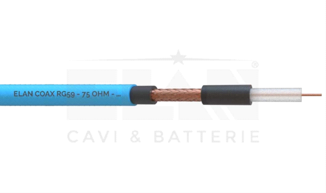 CAVO COASSIALE DOPPIA GUAINA RG59 B/U 75 OHM Ø 7,8 BOBINA 500 MT